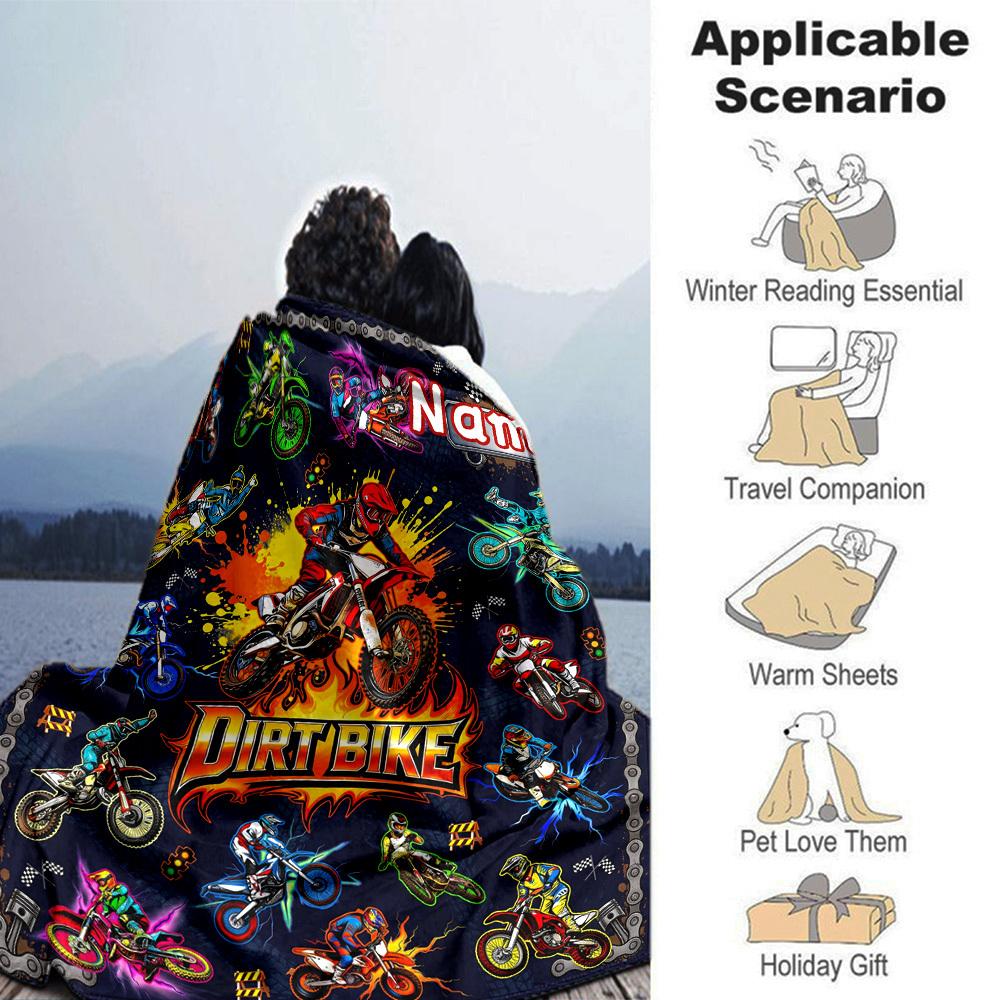 Dirt Bike Adventure Customize Your Name Home Blanket S Comfortable Soft Lightweight Allseason Multipurpose Blanket For Picnics Couches Offices Beds