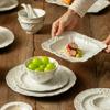 OIMG European Retro Embossed Ceramic Serving Plate