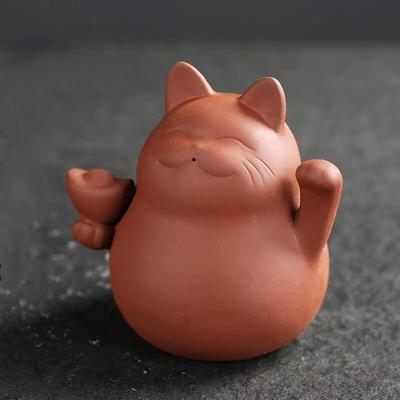 Purple Clay Lucky Cute Cat Tea Pet Home Teahouse Decoration Crafts Ceramic Animal Ornaments Tea Set