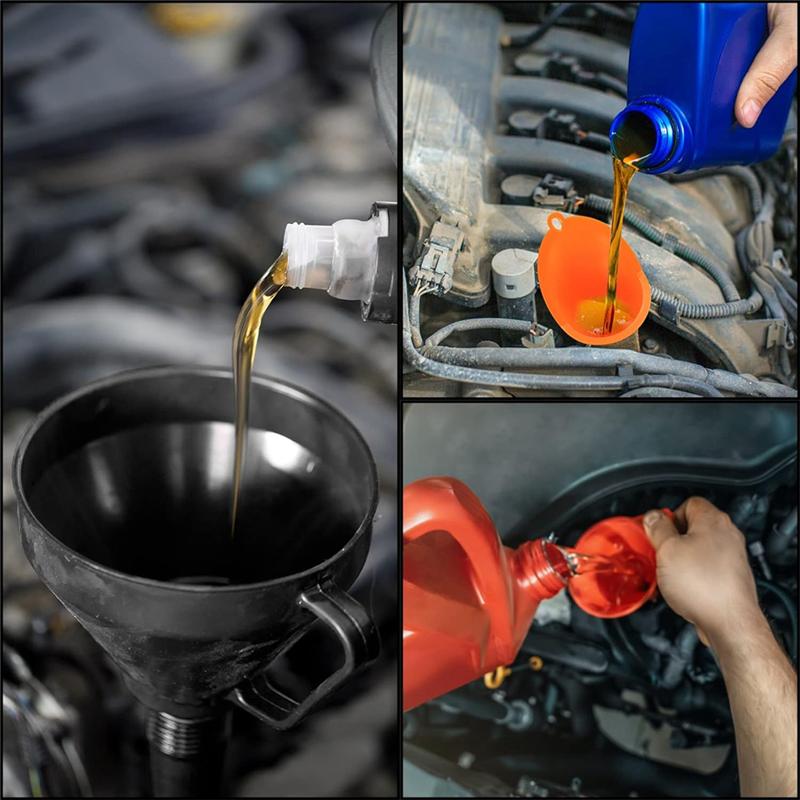 10 Stück Automobil-Trichter-Set, Kunststoff-Öltrichter mit langem Hals, Schnapptrichter, rechtwinklige Trichter, Kraftstofftrichter mit weiter Öffnung - A99D