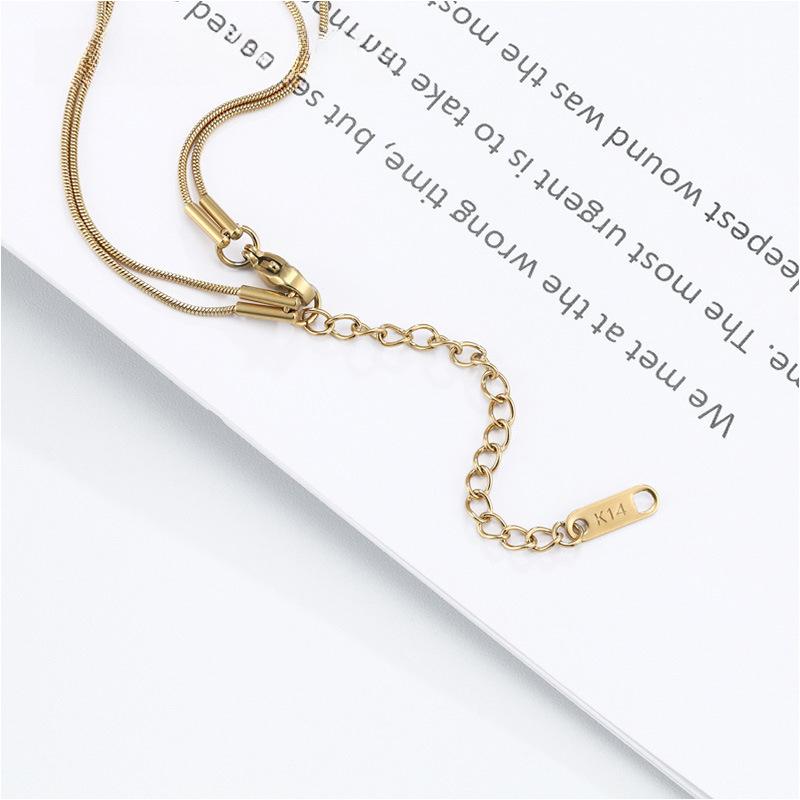 Double-layer Square Snake Bone Necklace, Women's Ins Cold Wind Stacked Collarbone Chain, Versatile High-end Accessories