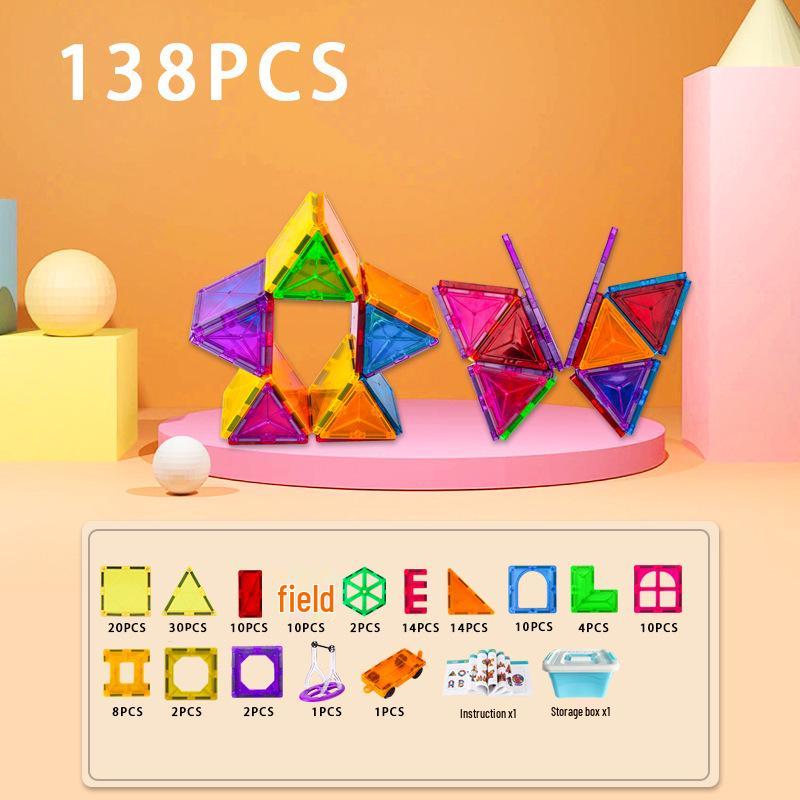 Stained Glass Magnetic Tile Building Blocks - Educational Toy for Developing Spatial Thinking