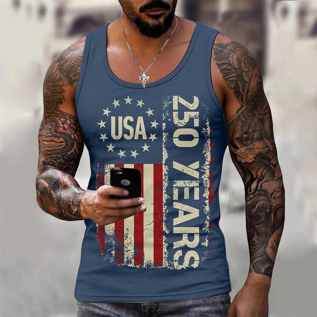 Men 4th Of Shirts USA Muscle Sleeveless Shirt Patriotic Tank Tops