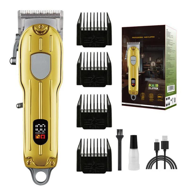 Rechargeable Electric Hair Clipper Powerful Long-Lasting Metal Display Hair Trimmer Professional Shaving Machine Men's Grooming