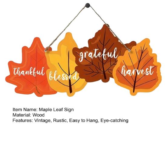 Yousheng Fall Welcome Door Sign for Front Door, Maple Leaves Wooden Door Hanger, Autumn Thanksgiving Wall Hanging Plaque for Farmhouse Porch, Home