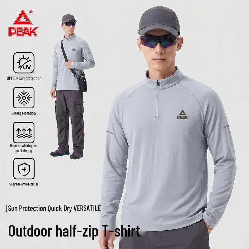 Peak Men's Outdoor Quick-Dry Half-Zip Long Sleeve T-Shirt