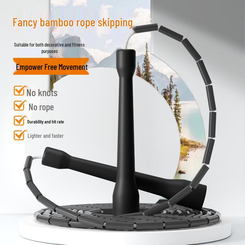 Adjustable Tangle-Free Bamboo Jump Rope - Wear-Resistant for Beginner Adults Fitness