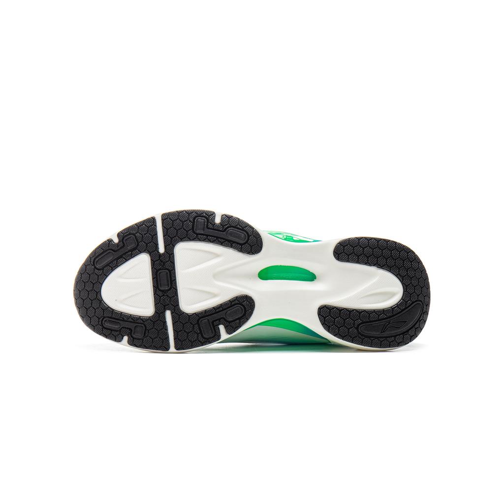Li Ning Kids Cloud Running Shoes Fashionable Versatile Shock Absorbing Breathable Support Low Top Kids Sneaker White Green YKFV124-3