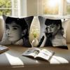 Attractive Actress AAudrey Hepburn Cushion Cover Pillowcase Antidustmite Invisible Zipper Short Plush Sofa Cushion
