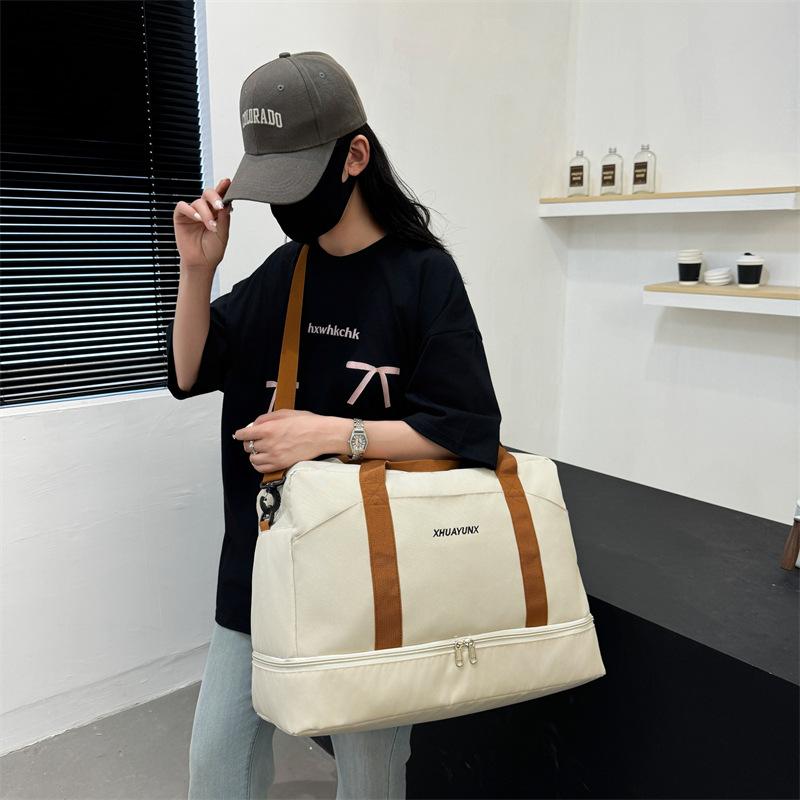 Men and Women's Large Capacity Portable Travel Bag Dry and Wet Separation Sports Fitness Bag Can Be Put On A Pull Rod and Shoe Compartment