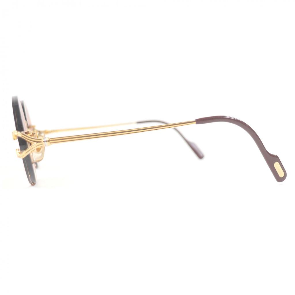 Great Cartier sunglasses Oval Rimless Two-Point gold mens Used