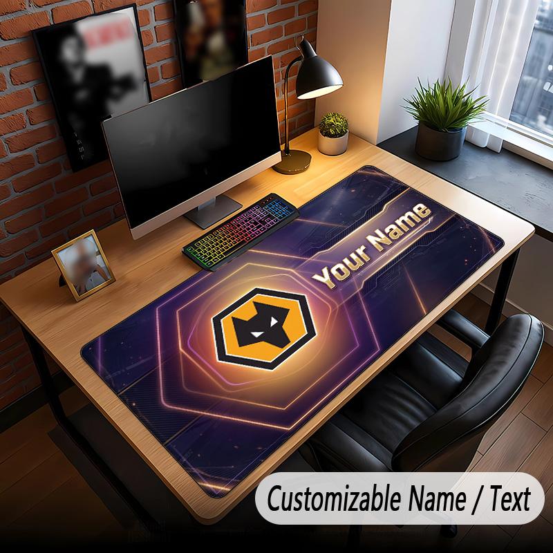 Large Mouse Pad Wolverhampton Wanderers Football Print Custom Name Text Desk Mat for Office Gaming