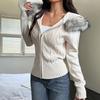 Casual Plush Long-sleeved Sweater Jacket Sweater Autumn and Winter Fashion High Waist Elastic Knitted Jacket