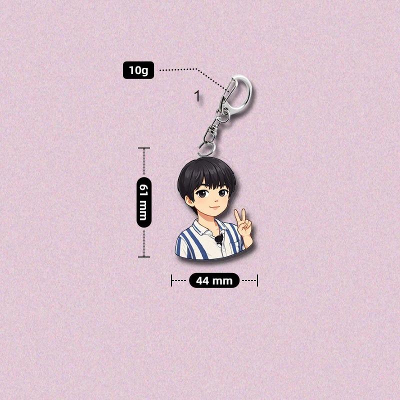 BTS Cute Casual Outfit Cartoon Acrylic Keychain, Bangtan Boys Cartoon Figure Keyring Inspired by Real Photos, Kpop ARMY Fans Bag Charm