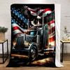 Bald Eagle Semi Truck USA Flag Blanket Bedroom Blanket for Livingroom Couch Lunch Break Soft Throw for Friend's Festival Gift