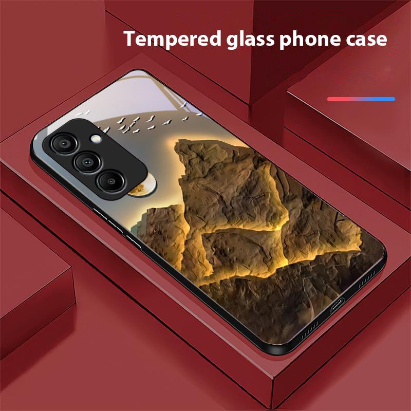 Jubao Beckenwasser für Samsung Galaxy A15 5G 54 4G 51 50 24 35 90 71 12 51 53 52S 80 22 34 Schwarz Gehärtetes Glas Handyhülle