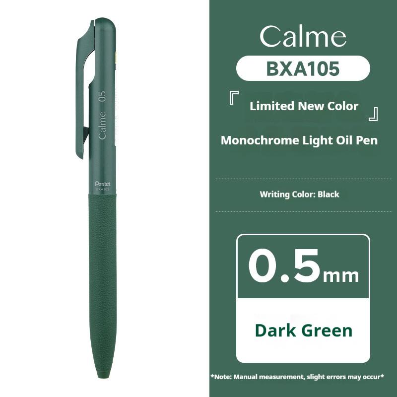Pentel 0.5mm Calme Silent Light Oil Pen Low Noise 66% Quieter Leather Grip Matte Finish Smooth Writing Ballpoint Pens 7 Colors