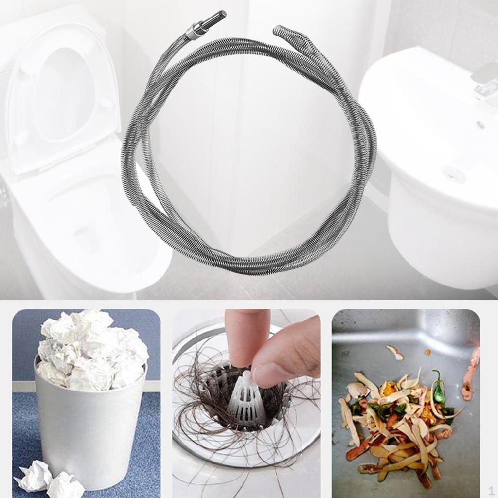 Cable Drain Unblocker, Practical Cleaning Spring, Flexible Steel for Bathtubs, Bathrooms And