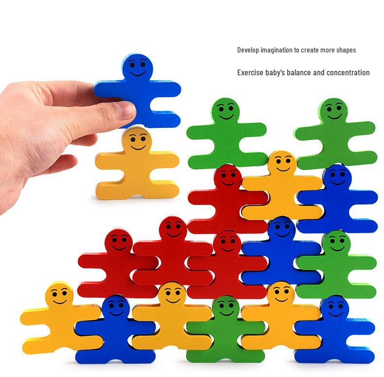 Creative Balance Little People Wooden Building Blocks: Interactive Educational Toy for Early Childhood Development and Stack High Games