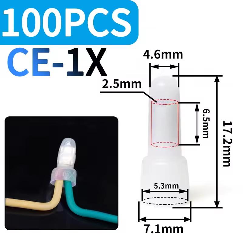 100Pcs Wire Connector Closed Terminal Jumper Safety Connector Connector Cap Ce1X/Ce2X/Ce5X