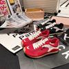Soft Leather Version~ Korean Version Ins Thin Lace-up German Training Shoes Flat Casual Shoes Board Shoes Sports Red Super Light Women's Shoes