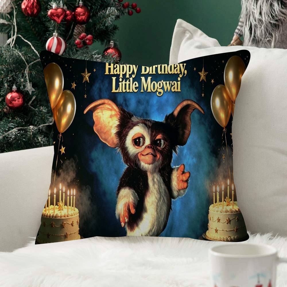 Movie Pillow Case Little Plush Fabric Soft Double Sided Print Sofa Mogwai Cushion Cover Throw Pillow Covers