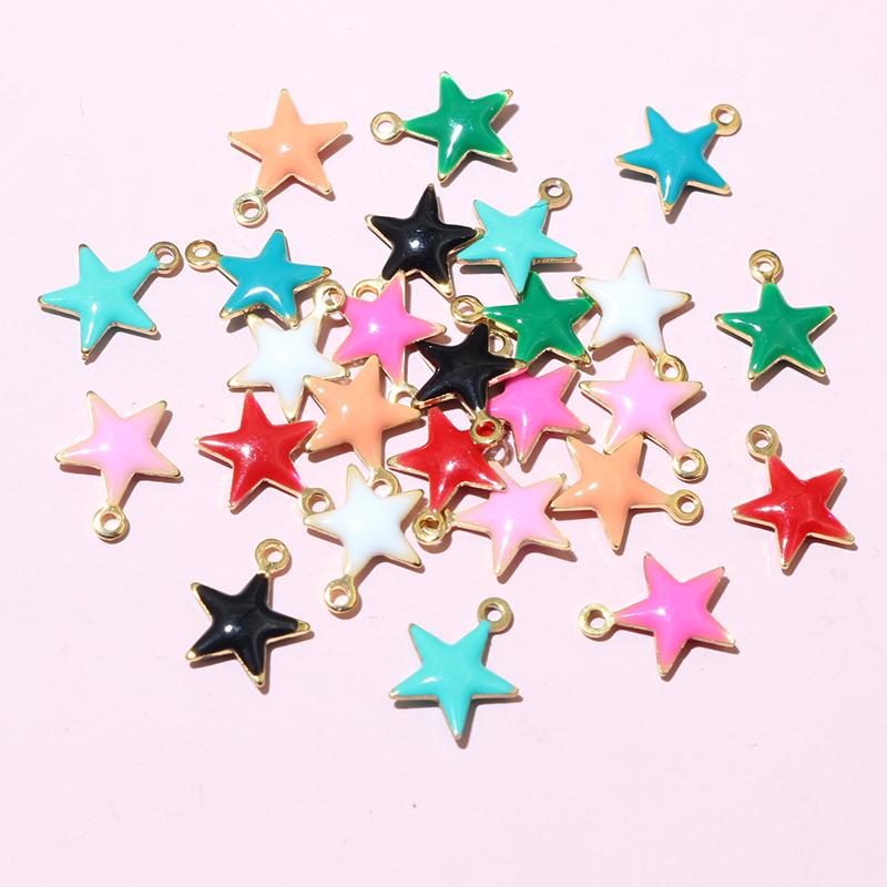 20pcs 8.5x7mm Enamel Small Star Charms Pendant Stainless Steel DIY Jewelry Making Accessories Findings for Bracelet Earrings