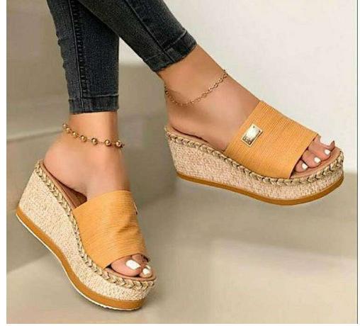 

Shoes Women High Heels Sandal Thick Bottom Casual Ladies Leisure Summer Wedges Sandals Platform Women Slipper 35-43 43 жёлтый