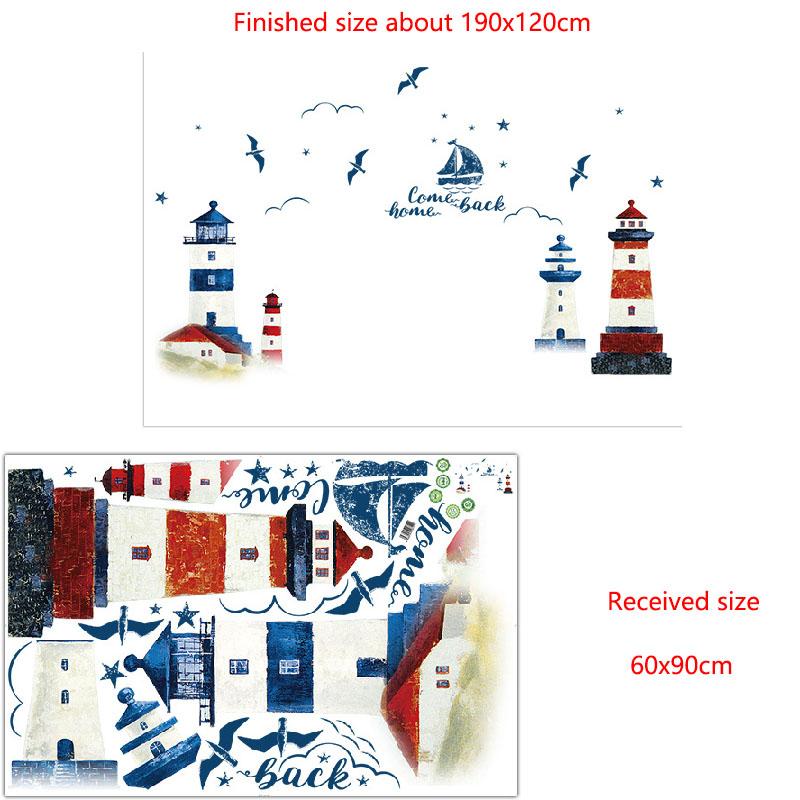 

Средиземноморский маяк Съемная наклейка на стену Фон Декор для спальни Гостиной ТВ Диванная стена Украшение дома 60x90cm разноцветный