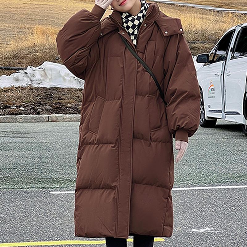 

Модные зимние женские куртки больших размеров, толстые теплые длинные парки, элегантные свободные верхние одежды больших размеров, женское пальто 3XL коричневый