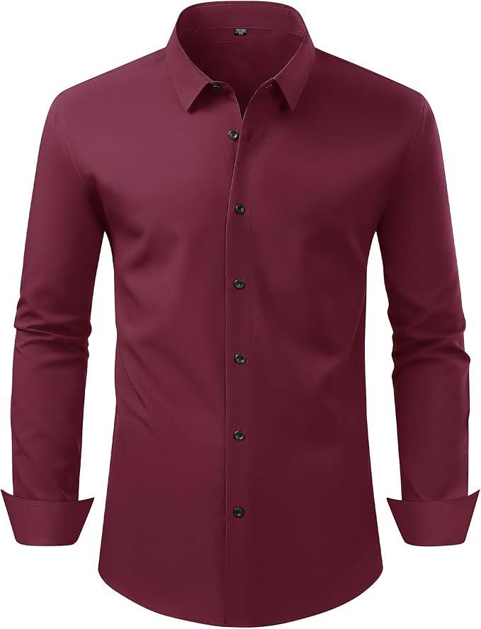 Men's Long Sleeve Non-Iron Stretch Formal Shirt - Solid Color