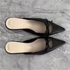 Sandali e Pantofole da Donna con Tacco Alto, Punta Affusolata, Tacchi Sottili, Bocca Bassa, Baotou Francese, Fiocco