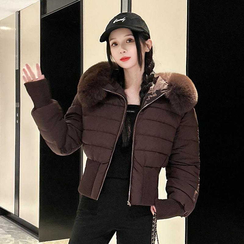 High-waisted Spice Girl Slim-fit Short Jacket Removal Hat Warm Cotton Clothing Hooded Fashion Versatile Casual Clothing Jacket
