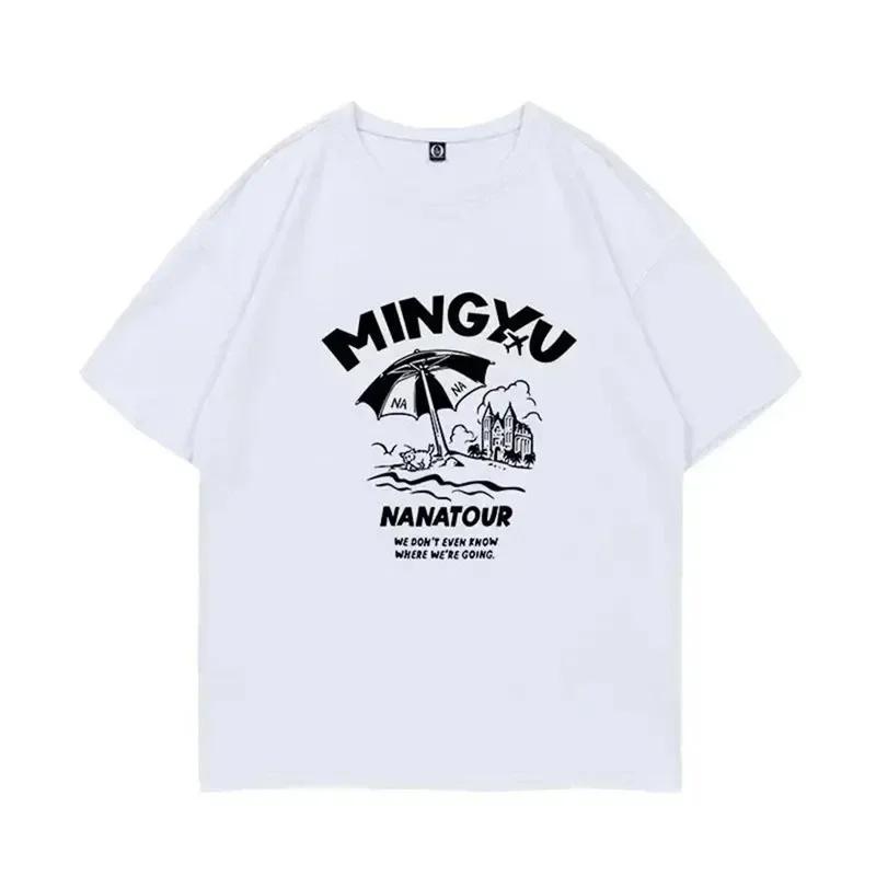 Sommer Einfach Weiß Buchstabe Mode Harajuku Druck Kurzarm Kpop Nana Damen T-Shirt SCoups Jeonghan The8 Y2k Damen Oberteil