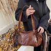 Glossy PU Leather Tote Bag Solid Color Big Charm Large Capacity Shoulder Purse Vintage Style Crossbody Bag for Women Daily Use