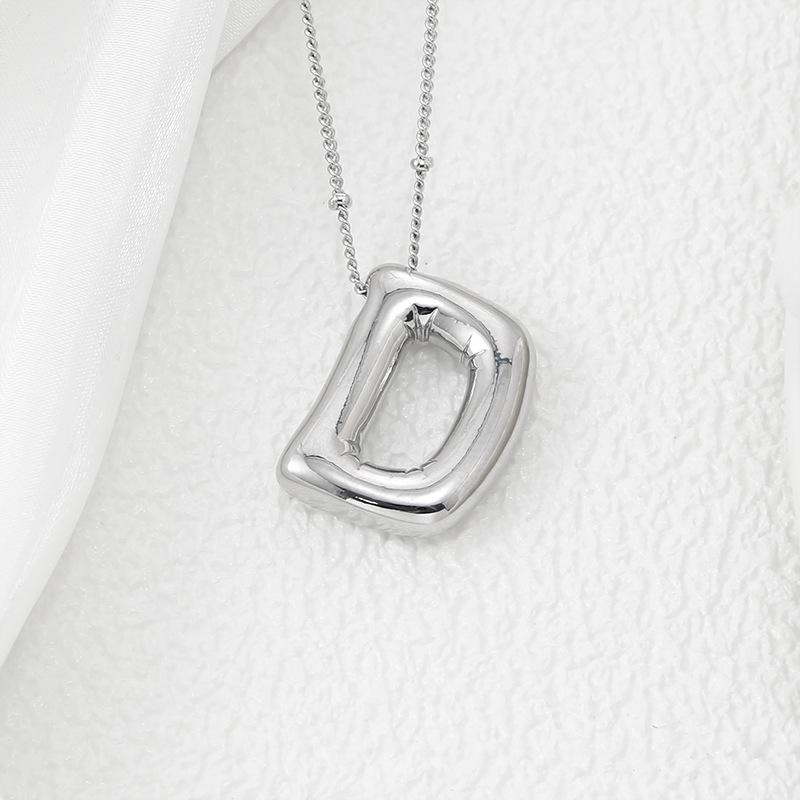 Smooth Chunky Bubble Initial letter Pendant Necklace Women Personality Jewelry Gold Balloon 26 Letter Necklaces