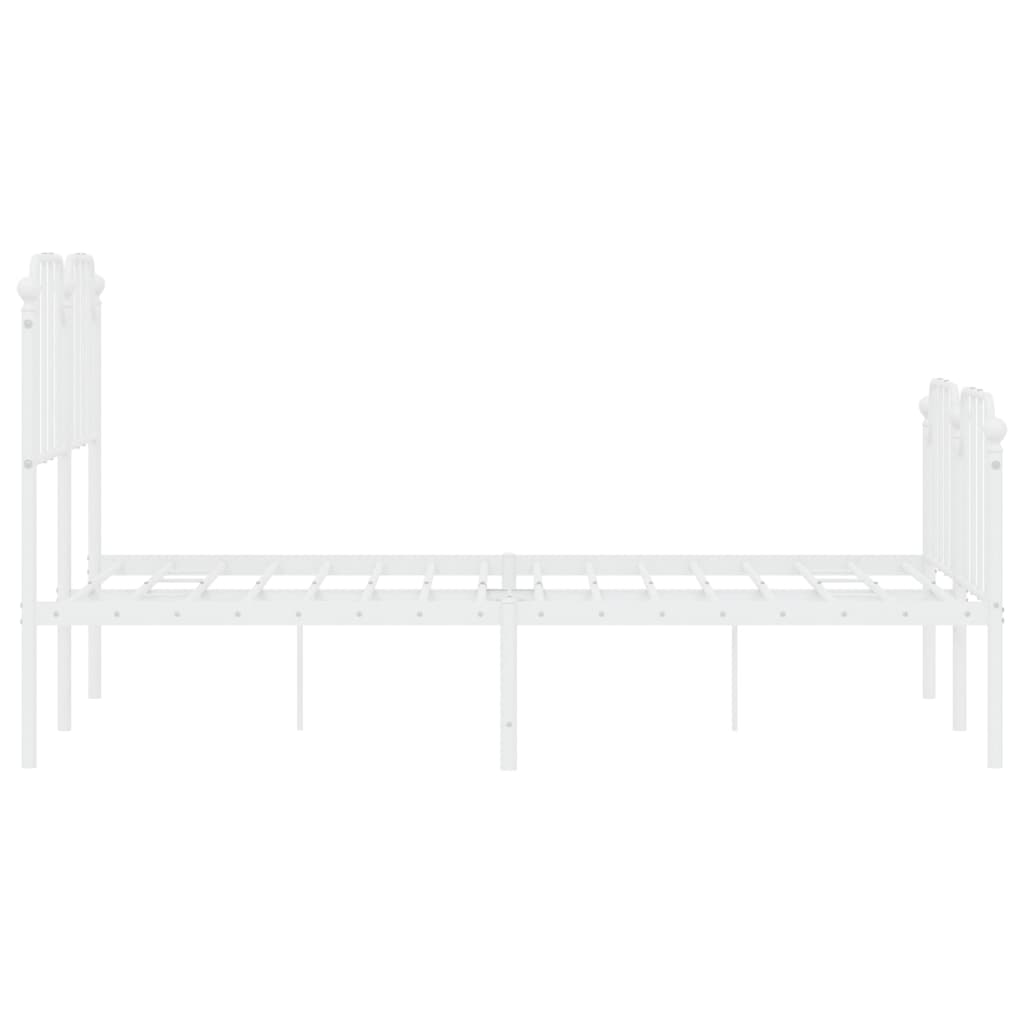Metal Bed Frame with Headboard and Footboard White 120 x 200 cm
