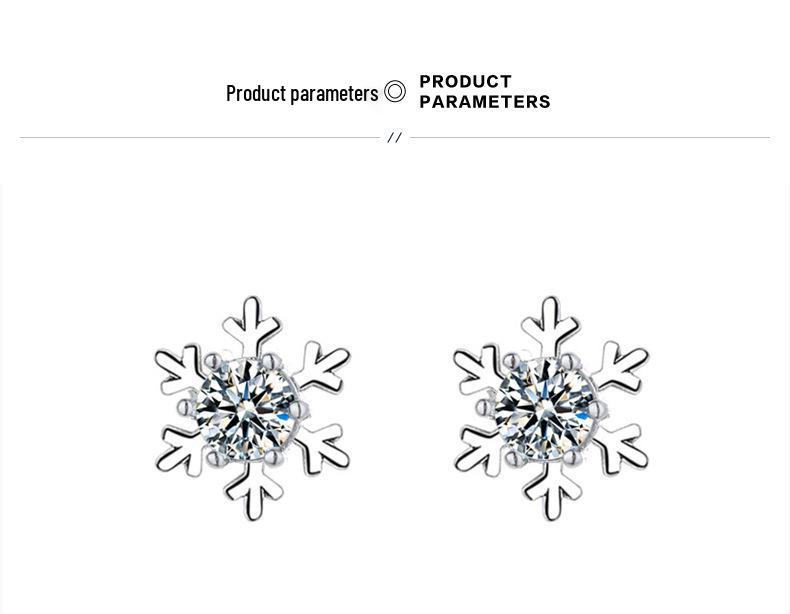 Korean Style Snowflake Star Earrings: Autumn/Winter S925 Sterling Silver with Diamonds.