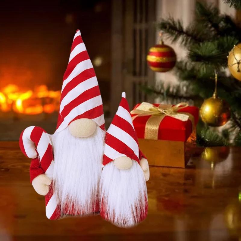 Large Nosed Striped Hat Gnomes Figure Face less Dolls Ornaments, Soft Fabric Christmas Decoration