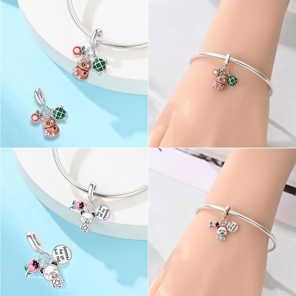 Charms Plata Originales Butterfly Design Flower Design Beads For Charms Copper Bracelet Beads Jewellery Producing Women'S Gift Idea