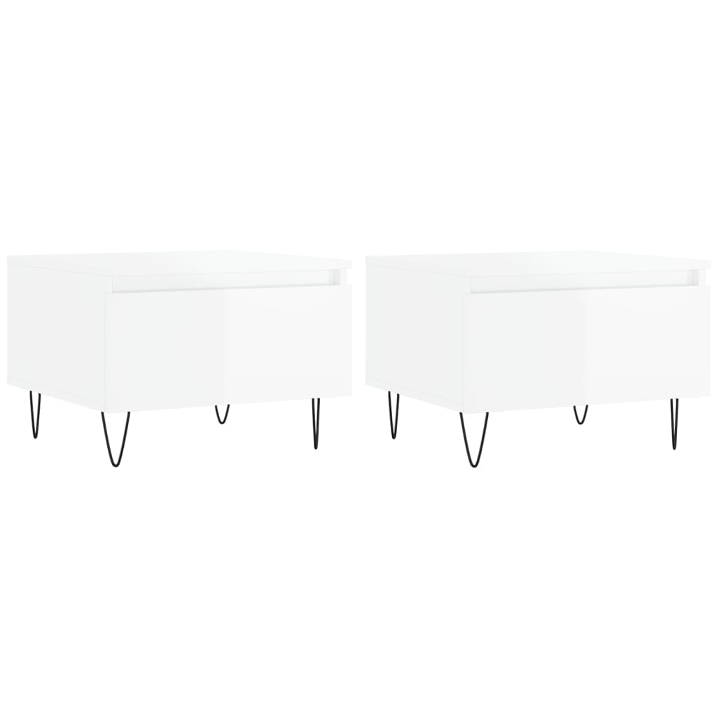 Coffee Tables 2 pcs High Gloss White 50 x 46 x 35 cm Particleboard