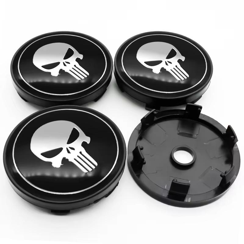AABHK1 4pcs/set Universal 60mm Skull Emblem Car Wheel Center Cap Hub Covers Badge For Mercedes Benz TOYOTA BMW Chevrolet FORD LEXUS