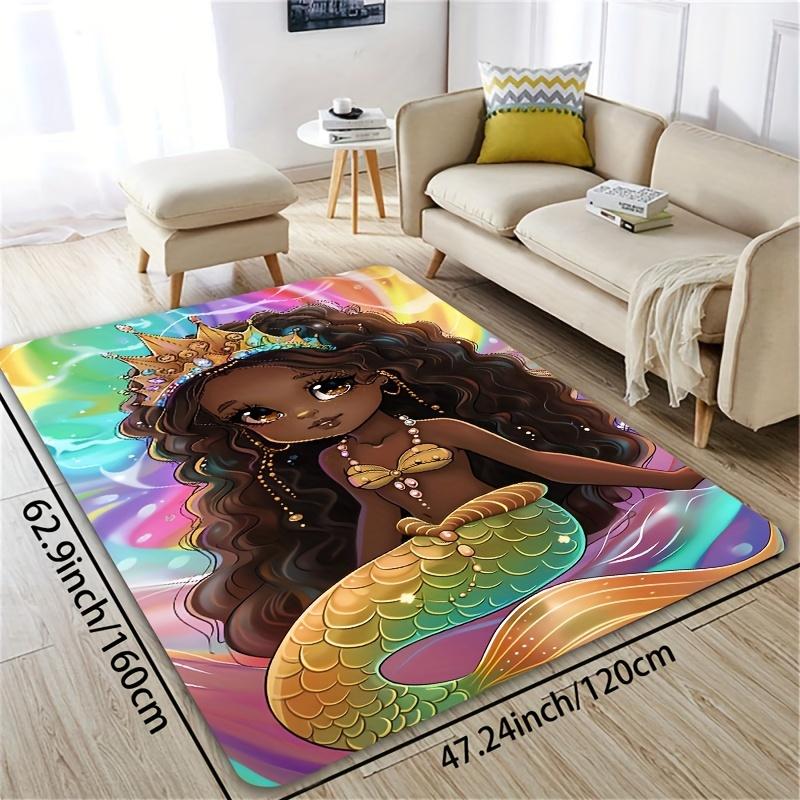 1pc Thickness Cartoon Mermaid Bathroom Mat Kitchen Mat Living Room Carpet Bedroom Rug Indoor Doormat Machine Washable Entrance Mat Decorative Carpet