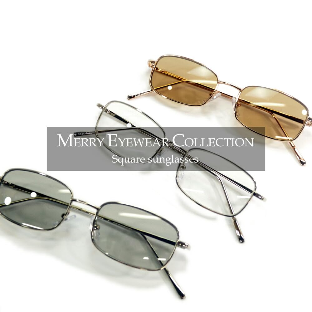Sunglasses for Men and UV Fashion Thin Metal Horizontal Barrel Tinted Lenses [MERRY PLEASURE] Women, Protection, Glasses, Square/Oval Shape, Frame,
