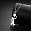 Teamer Cat Kitten Pendant Necklace Stainless Steel Pet Animal Necklace Cute Funny Cat Daily Jewelry for Women Girls No Rust