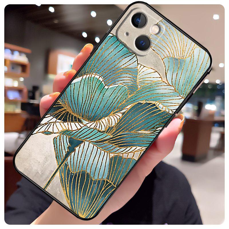 Luxury Ginkgo Leaf Case For iPhone 17 Pro Max 15 14 13 11 12 16 Pro Max mini 15 16 Plus 16e 17 Air Phone Cover