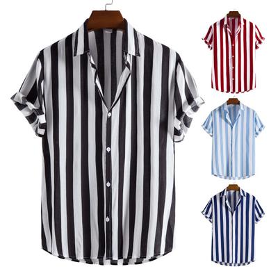 Herren Hemd gestreift Hawaii Sommer Knöpfe Good Touch Shirt Beachwear