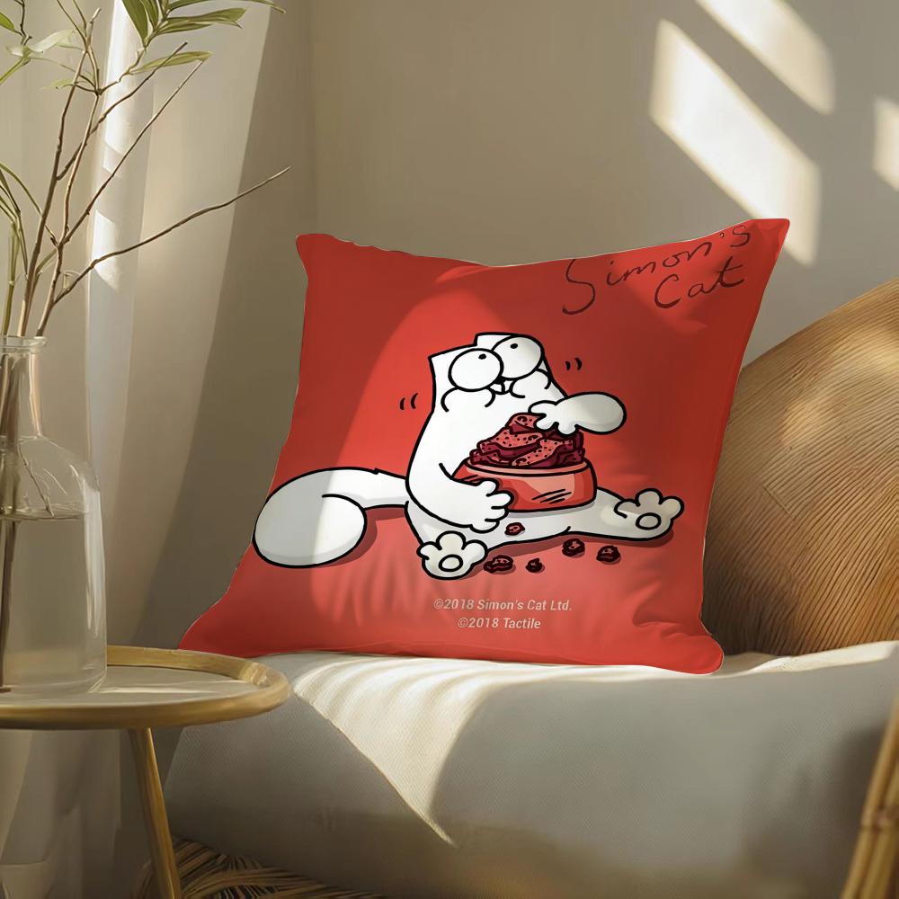 Comic Simple Humorous S-Simons Cat Pillow Case Double-Sided Plush Sofa Cushion Covers Organic Breathable Invisible Zipper