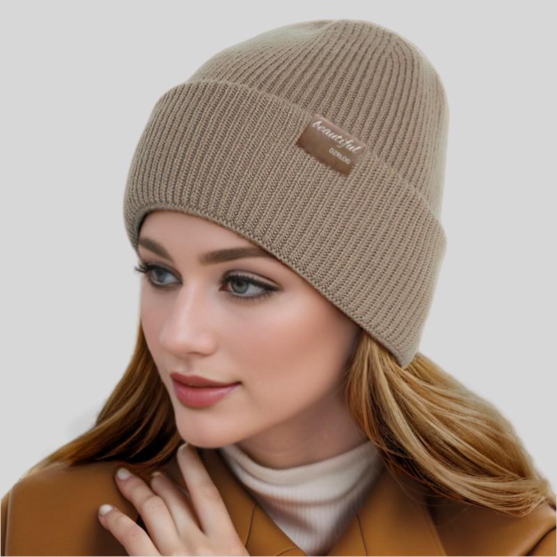 Korean Style Women's High Stretch Knit Wool Hat - 2026 Autumn/Winter Fashion Warm Head Cover for Cold Weather