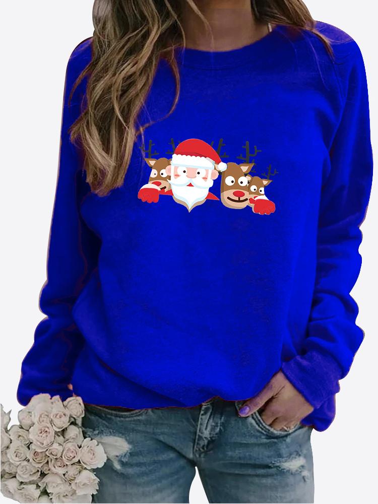 Autumn New Sweater Autumn and Winter Women's Christmas Theme Printing Sweater Round Neck Long Sleeve Casual Sweatshirt Plus Size Top